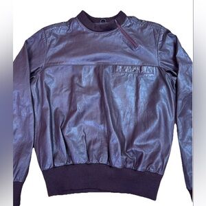 Rare VTG 80’s Saxony Leather Jacket Asymmetrical Zip Burgundy Maroon Size 38